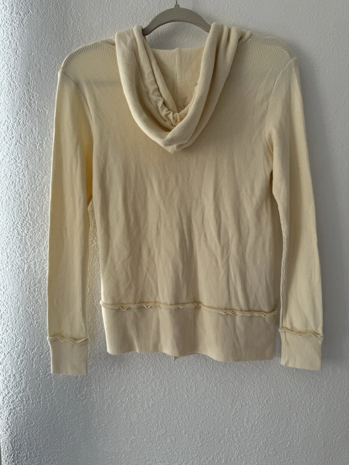 OFF WHITE Felpa con cappuccio LNA taglia XS avorio giallo waffle termica dorian comoda