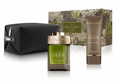 BVLGARI WOOD ESSENCE MEN GIFT SET 100ML 3.4 EDP SP + 3.4 ASB + POUCH NIB