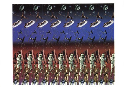 Postcard Star Wars Magic Eye 3-D Optical Illusion R2-D2 C-3PO Millennium Falcon