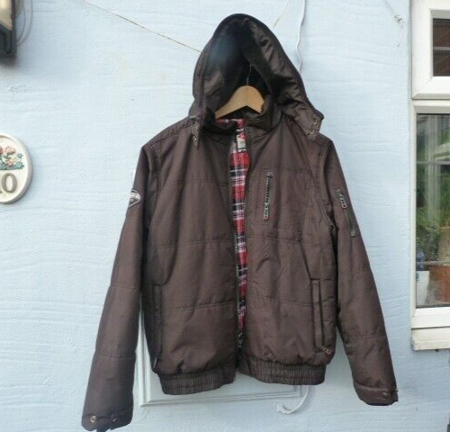 Lee Cooper Mens Large Winter Hooded Mid Length Tough Lined Padded Jacket  Black