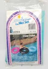 Intex "The Wet Set" 36" Inflatable Blue Vinyl Tire Tube 1989 New Old Stock NOS