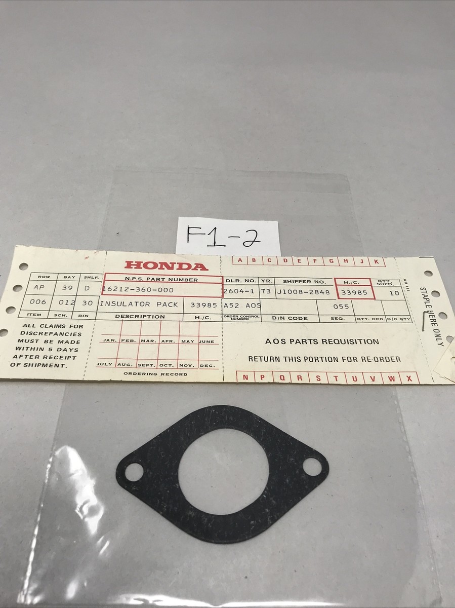 HONDA “NOS” CARB INSULATOR GASKET OEM 16212-360-000 cr125m