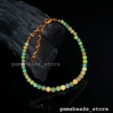 Natural Top Quality 4-5mm Ethiopian Fire Opal Smooth Dainty Balls Bracelet 7"