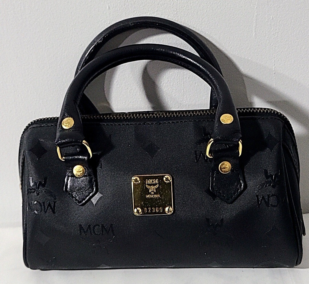 MCM VINTAGE BLACK MINI VISETOS BOSTON BAG | eBay
