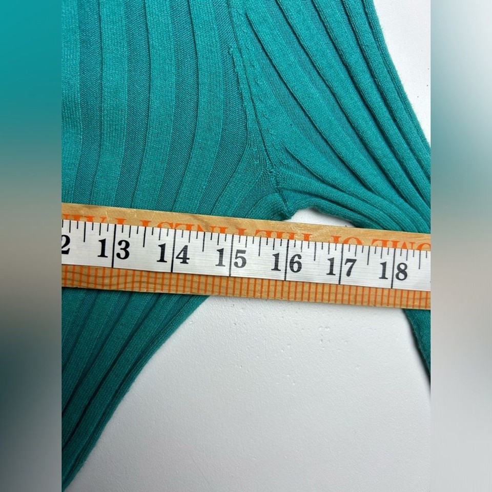 Sundance Legends Organic Cotton Teal Blue Turtleneck Accordion Sweater size Xs eBay