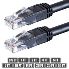 0.5 - 30FT Cat6 RJ45 Outdoor Network LAN Ethernet UTP Patch Cable Snagless Black