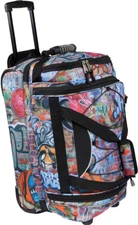 ATHALON Rolling Duffle Bag Suitcase Luggage Graffiti Bag 90’s Style 25”x16”x11"
