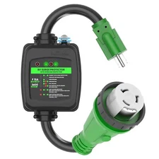 	RVGUARD Surge Protector 50 Amp to 110 Volt RV Adapter Cord with Overload	