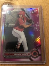 2022 1st Bowman Chrome Braylin Minier Fuchsia Lava Refractor #’d /199 Reds