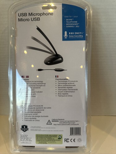 Cyber Acoustics CVL-1084 USB Desktop Microphone NOISE CANCELING. Condition New. - Picture 3 of 4
