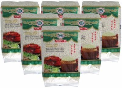 6er-Pack AROY-D Klebreis (6x 1kg) | Klebereis | Thai Glutinous Rice