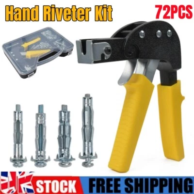 SANHESHUN 72PCS PLASTERBOARD FIXINGS SETTING TOOL CAVITY WALL ANCHOR PLUG GUN WITH SCREWS