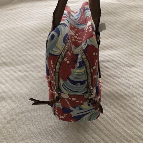Relic Canvas Bag Double Shoulder Strap Purse 2 Zipper Compartments Coral Blue - Picture 5 of 12