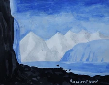 Rare unique American Modernism seascape painting, signed Rockwell Kent