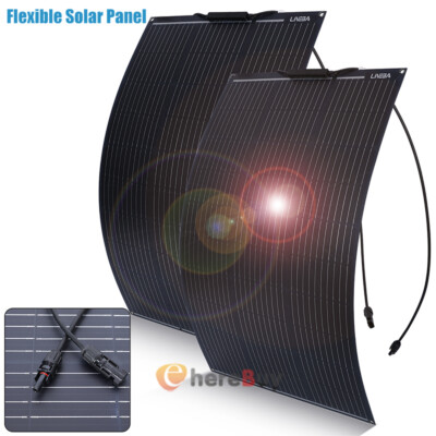 12V 200W Flexible Solar Panel Mono Black Caravan Camping Home Battery Charging