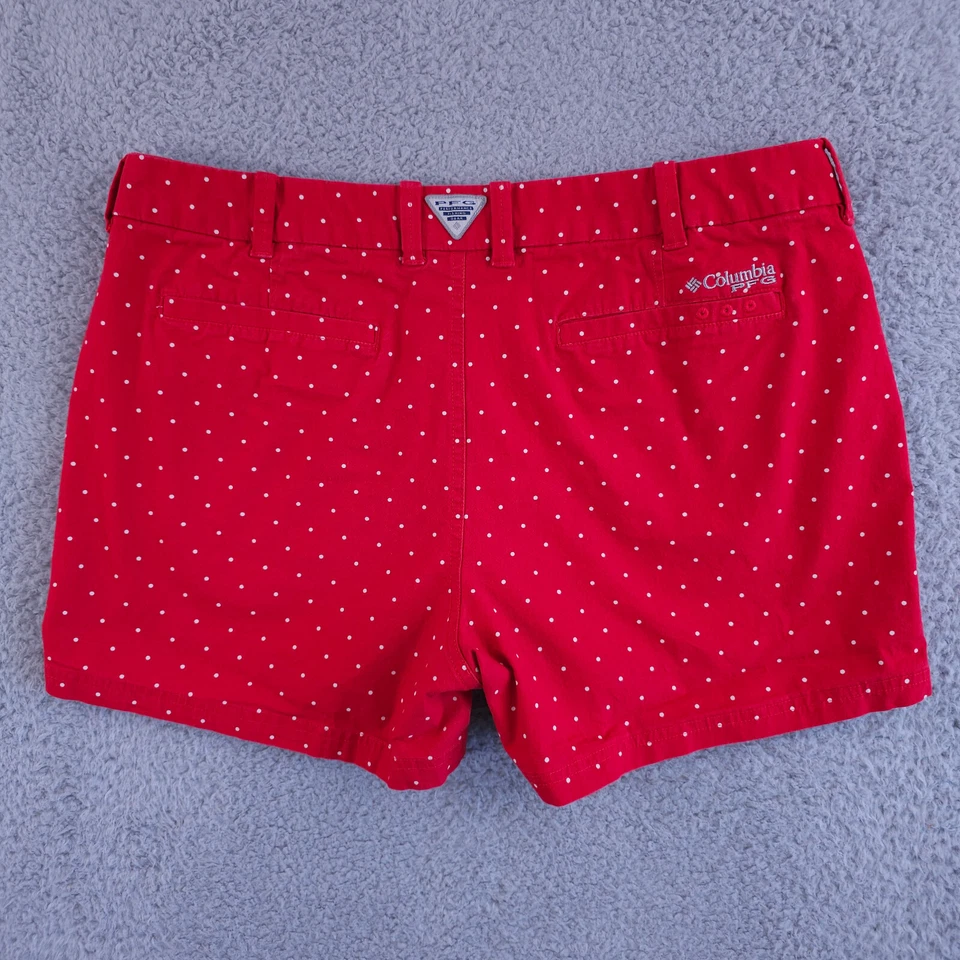 Pantalones Cortos Columbia Para Mujer 14 Rojo Blanco Lunares PFG Cabeza de Hueso Elastizados tiro Alto Foto 2 de 4