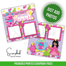 Birthday Princess Scrapbook Pages PRINTED Premade Scrapbook Quick Pages 54