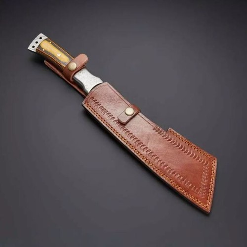 Custom Handmade HAND FORGED Damascus Steel Hunting CAMPING Machete KNIFE - 第 4/4 張圖片