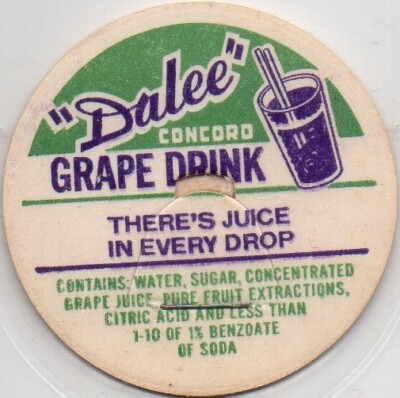 Milk Bottle Cap - ''Dalee'' Concord Grape Drink - generic cap -