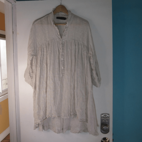 Linen Tunic Dress "One Size" Join Clothes Short Sleeve Gauze Top Made in Greece