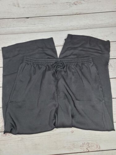 Madewell Women’s Black Cotton knit Pants Drawstring Sz XL Wide Leg NWT T4