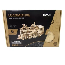 ROKR LK701 3D Wooden Locomotive Model 350pcs Mechanical Gears Spring Operated