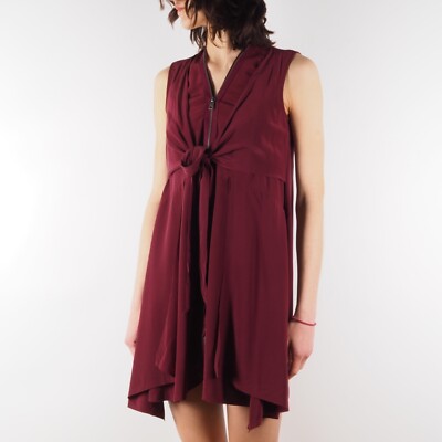 allsaints jayda silk dress All Saints JAYDA Dress Black 100% Silk Zip Front Tie Sleeveless Size XS  Grunge