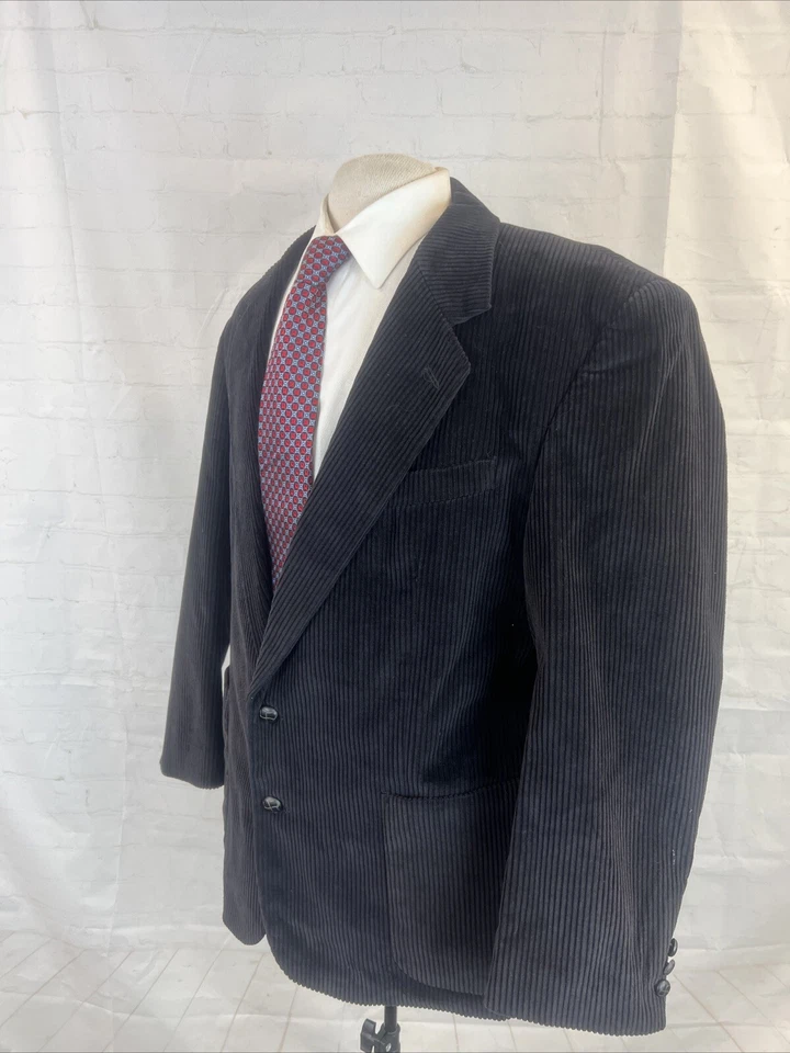 FALL/WINTER Circola Moda Men's Black Solid Cotton Corduroy Blazer 44R $295 - Image 3 of 4