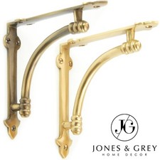 SOLID BRASS VINTAGE ANTIQUE INDUSTRIAL CAST METAL WALL SHELF BRACKETS SUPPORTS