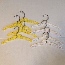 Vintage Clothes Hangers Kids Clarolyte Co Trains Yellow White Swivel Set Of 8
