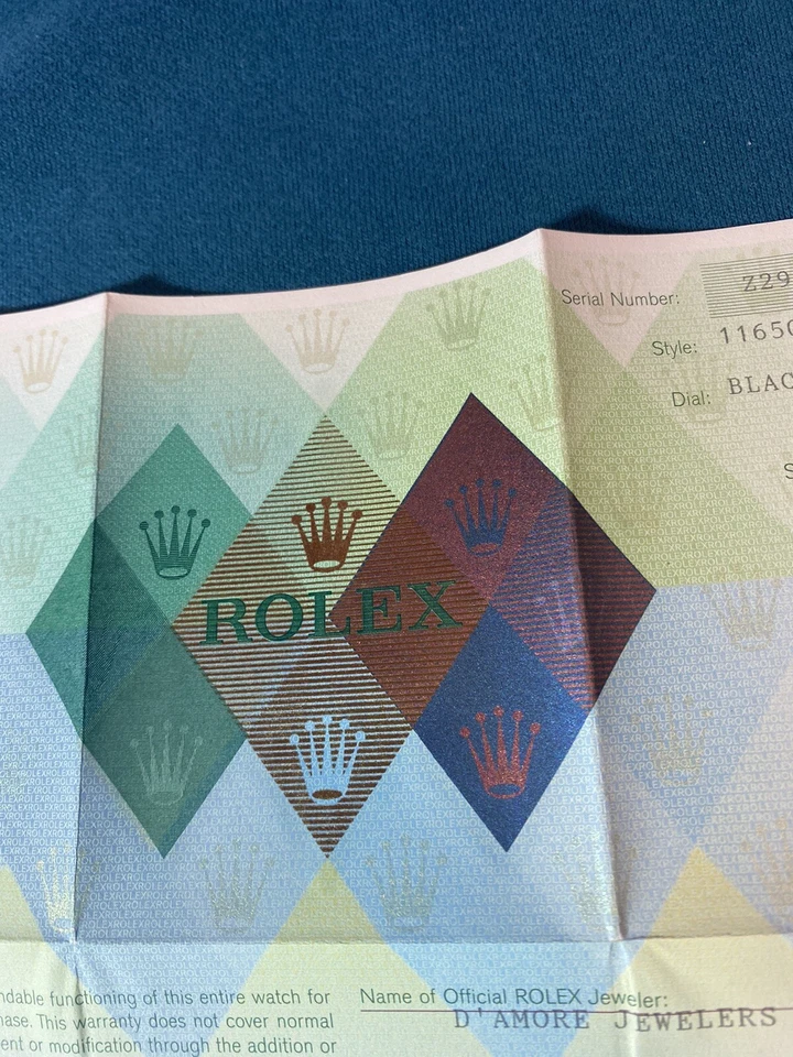 Rolex Certificato Garanzia Per Z Seriale Daytona 116509 - Immagine 3 di 4