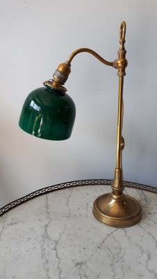 Lampe De Bureau Laiton Et Opaline Verte Ebay