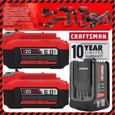 2PACK 20Volt For Craftsman V20 6.0Ah Li-ion Battery CMCB204 CMCB202 /Charger