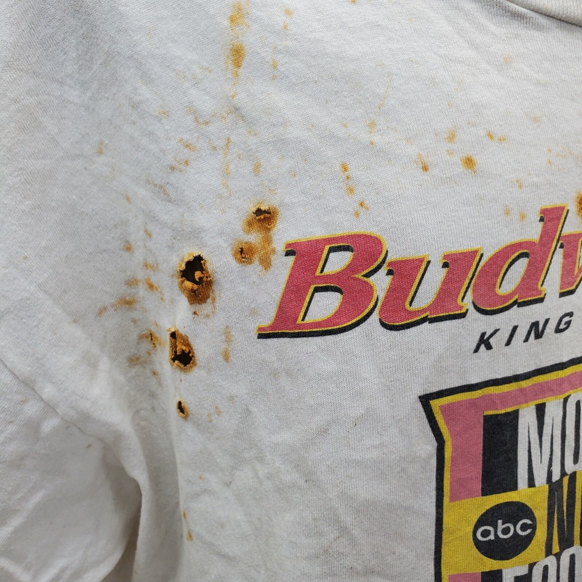 Vintage 1999 Budweiser Monday Night Football Distressed Tee Grunge