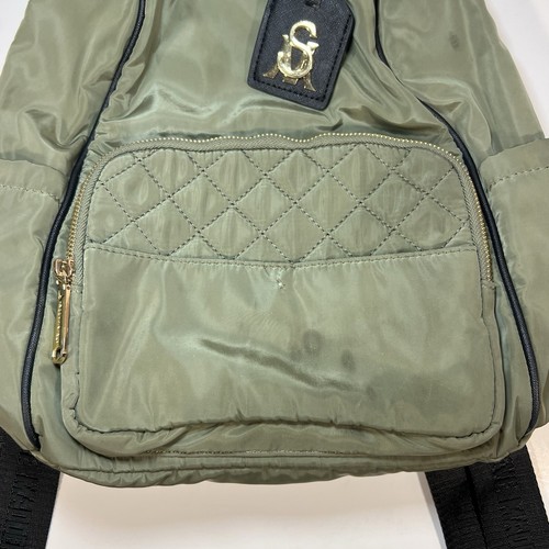 Steve Madden Embossed Backpack Green Olive Gold Hardware Free Shipping Excellent - Picture 6 of 8
