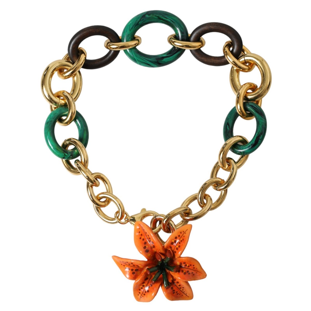 DOLCE & GABBANA Necklace Multicolor Gold Brass Orange Lily
