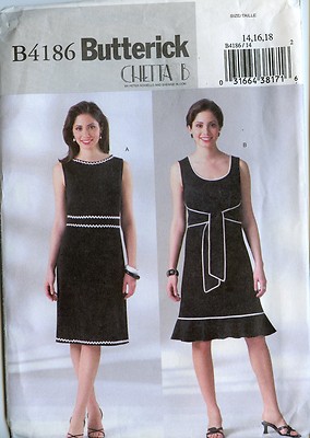 Butterick Sewing Pattern 4186 Misses Size 14-16-18 Chetta B Sleeveles
