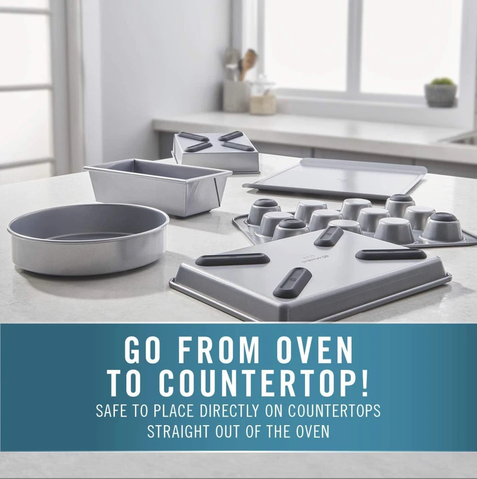 NUEVO Juego de 6 utensilios antiadherentes para hornear Calphalon hoja para galletas pan magdalenas bandeja para pasteles Foto 2 de 4