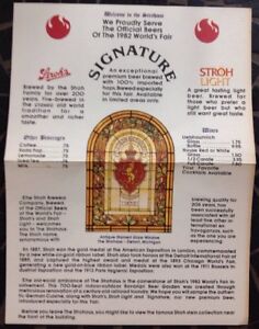 1982-World-039-s-Fair-Knoxville-Tennessee-Strohaus-Menu-Very-Good-Condition-Rare