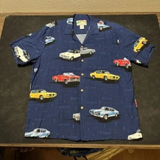 Pontiac GTO Hawaiian Shirt Vintage Paradise Found Large Classic Car Rayon Hawaii