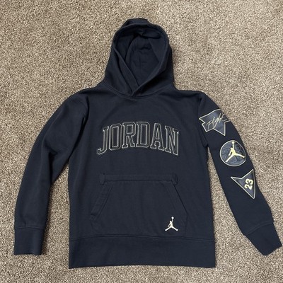Jordan Hoodie Boys Youth Small 8 10 Black Pullover Jumpman Take Flight Patches