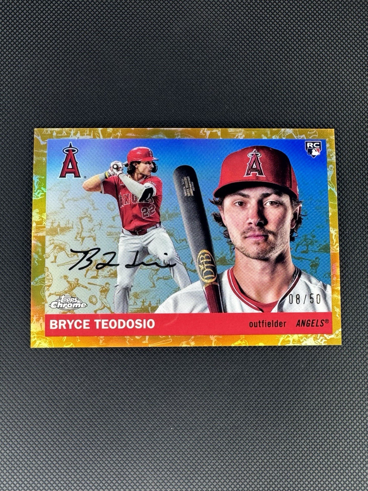 2025 Topps Chrome Platinum Anniversary Bryce Teodosio Gold Toile /50 Angels