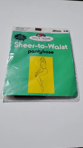 Vintage Fruit Of Loom Sheer-To-Waist Pantyhose Hoisery Tropical Tan Pet/Avg 60s