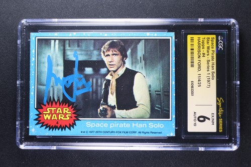 1977 Topps Star Wars #4 Han Solo CGC 6 Signature Series Harrison Ford Auto RC 