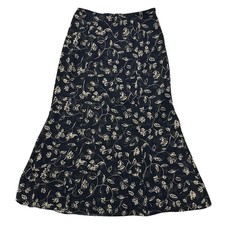 Talbots Floral Maxi Skirt 8 Black Cream Chiffon Whimsigoth Cottagecore Grunge 90
