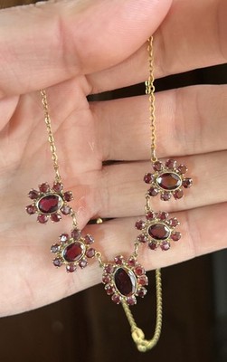 Nachlassfund massiv Gold Halskette ES Designs schwere ganz natürliche Granate 8,3Gs Optik
