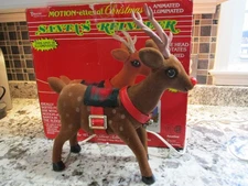 Vintage Telco Motion-ettes Animated Illuminated Santa's Reindeer Rudolph Tested