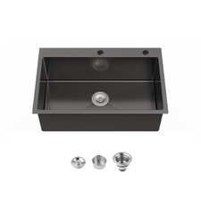 Stainless Steel Kitchen Sink, 30  x19  Single Bowl, Overmount Handmade Sink