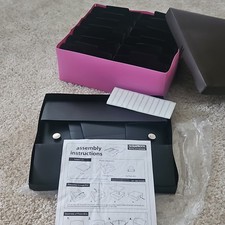 Scrapbook Solutions Photo Organizer Storage Box Pink, 12 Bins, Black Compartmen