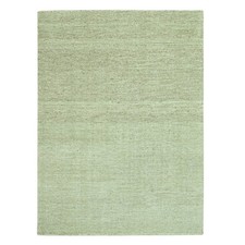 Modern Hand Knotted Rug 9'x12' Green Undyed Natural Textured Soft Wool 76991